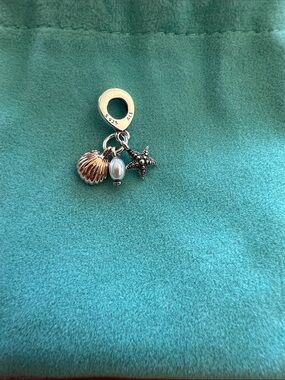 Pandora Silver Sea Charm with Pearl and Shell Accents